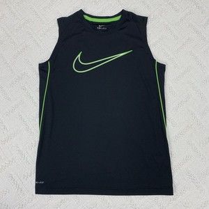 Nike Tank Top Youth Large Black Dri-Fit Sleeveless Running Workout Breathable